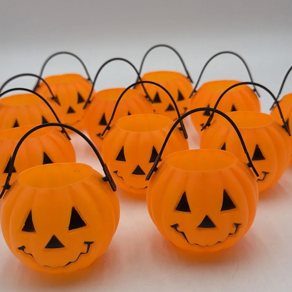 Blow Mold Mini  Jack-O-Lanterns Pumpkins Candy Container Vintage Lot Of 11
